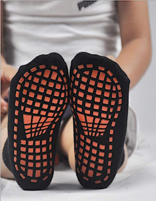 Black Trampoline 3Y- Adult Combed Cotton Socks Non Slip Toddlers, Kids, Adult, Anti Skid Socks